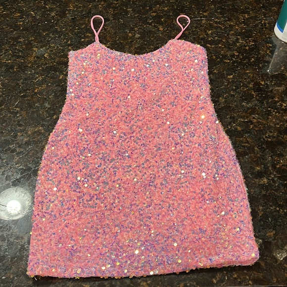 NWOT Lucy in the Sky bodycon sequin mini dress with adjustable straps in Medium - Picture 3 of 8